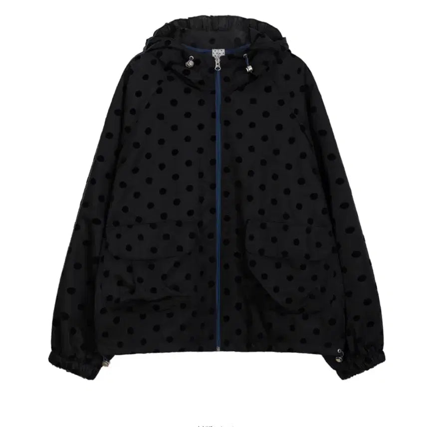 [BUNJANG] OHEHSO Dot Frill Windbreaker Jumper Black / 오헤시오 도트 프릴 바람막이 점퍼 블랙