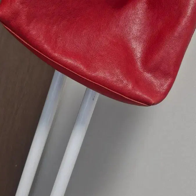 [BUNJANG] Handmade Red Leather Tote Shoulder Bag / 핸드메이드 레드 가죽 토트백 숄더백 수28x24x27