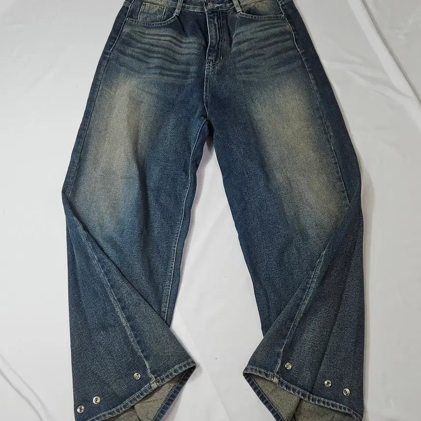 [BUNJANG] Manique Vintage Snap Button Wide Denim Pants M / 매니크 빈티지 스냅버튼 와이드 데님팬츠 진 청바지 M