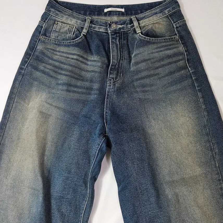 [BUNJANG] Manique Vintage Snap Button Wide Denim Pants M / 매니크 빈티지 스냅버튼 와이드 데님팬츠 진 청바지 M