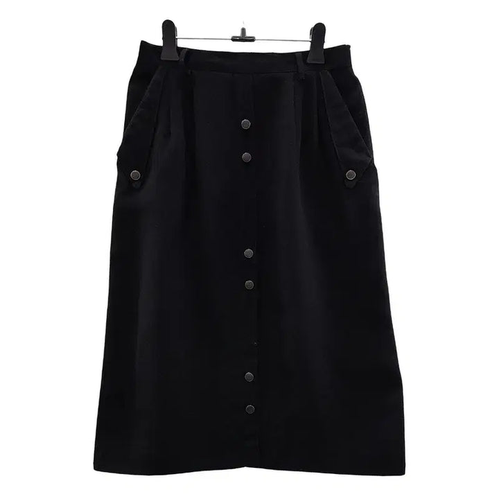 [BUNJANG] Vintage Multi-Snap Black Skirt - L / 빈티지 멀티스냅 블랙 스커트 L MADE IN JAPAN