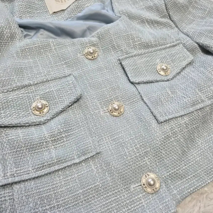 [BUNJANG] SLIT Mint Tweed Short Sleeve Jacket / SLIT. LIMITED 민트 트위드 반팔 자켓 새상품 90