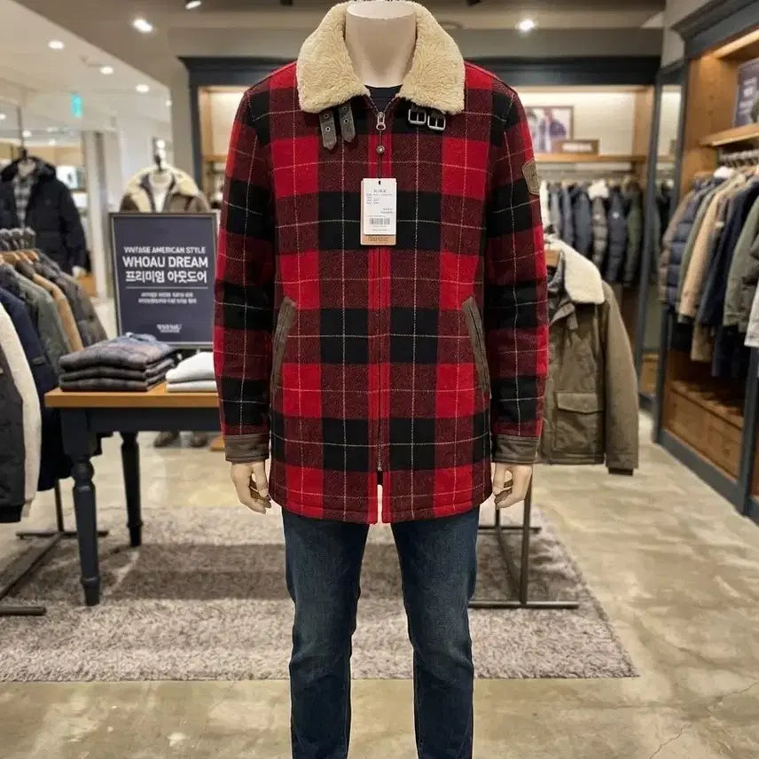 [BUNJANG] WHO.A.U Red Check Quilted Jacket / 100/WHO.A.U 레드 체크 누빔 자켓