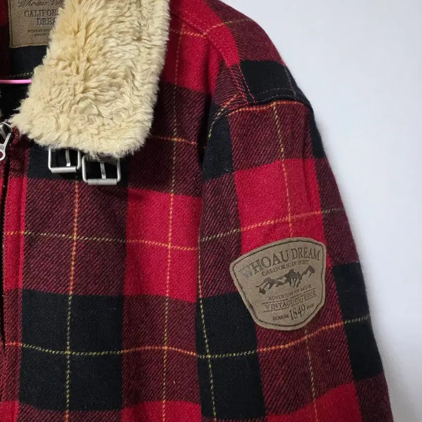 [BUNJANG] WHO.A.U Red Check Quilted Jacket / 100/WHO.A.U 레드 체크 누빔 자켓