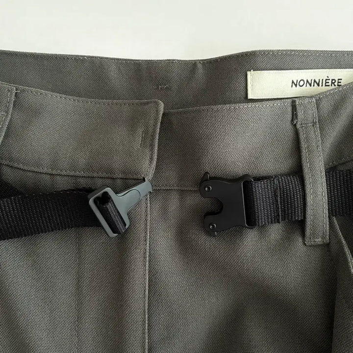 [BUNJANG] Nonnier Belted Wide Slacks Khaki / S) 새상품 노니에르 벨티드 와이드 슬랙스 카키