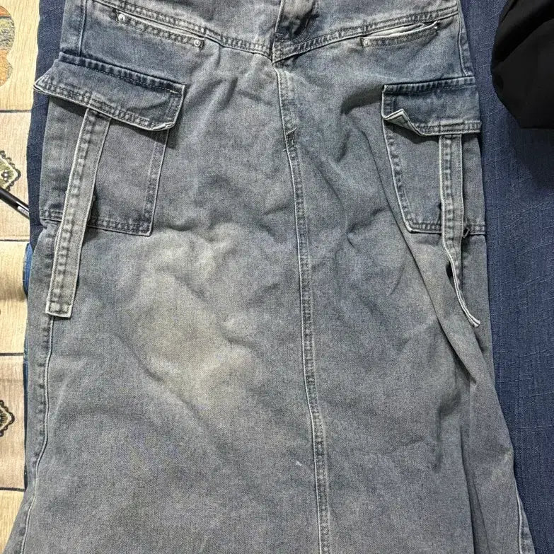 [BUNJANG] Long Denim Cargo Skirt / 데님 치마