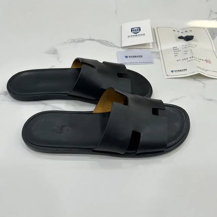 [BUNJANG] Hermes Izmir Slippers Black / [44/밑창보강완료]에르메스 이즈미르 슬리퍼 블랙