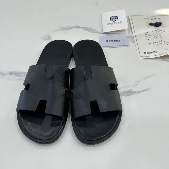 [BUNJANG] Hermes Izmir Slippers Black / [44/밑창보강완료]에르메스 이즈미르 슬리퍼 블랙