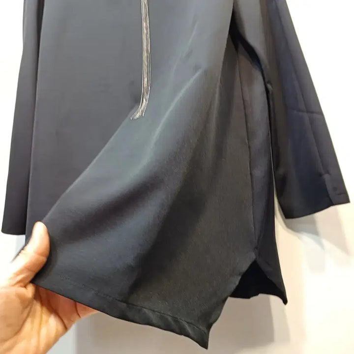 [BUNJANG] V-Neck Long Blouse / 블랙 V넥 롱 블라우스100사이즈봄가을   64194