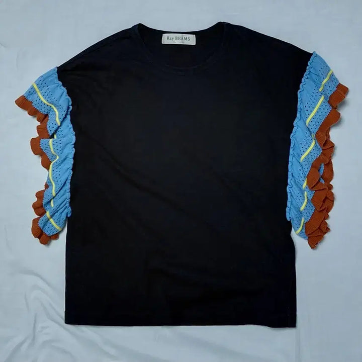 [BUNJANG] Ray BEAMS Frill Sleeve T-shirt / [Ray BEAMS/M] 레이 빔즈 배색 프릴 소매 티셔츠