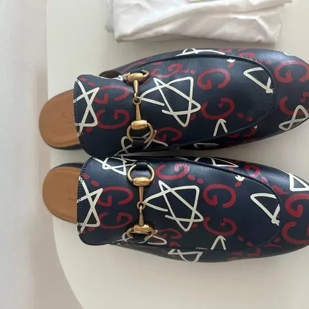 [BUNJANG] Gucci Ghost Princetown Mules (V) / 구찌 고스트 프린스타운 홀스빗 블로퍼 뮬 37.5 (방탄 뷔 착용)