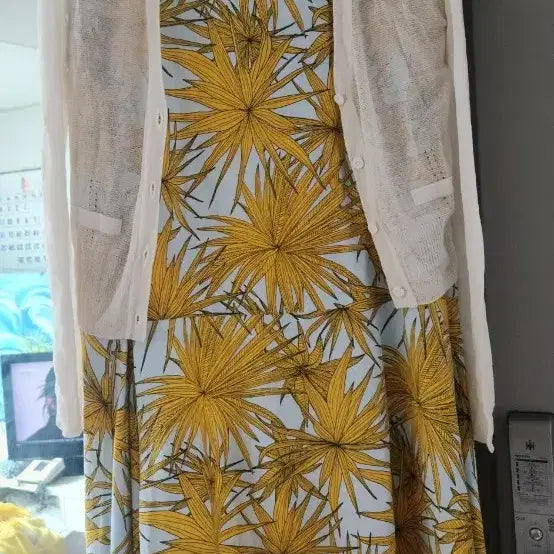 [BUNJANG] Brand Leaf Pattern Dress / 브랜드. 원피스 새제품 이뻐요~
