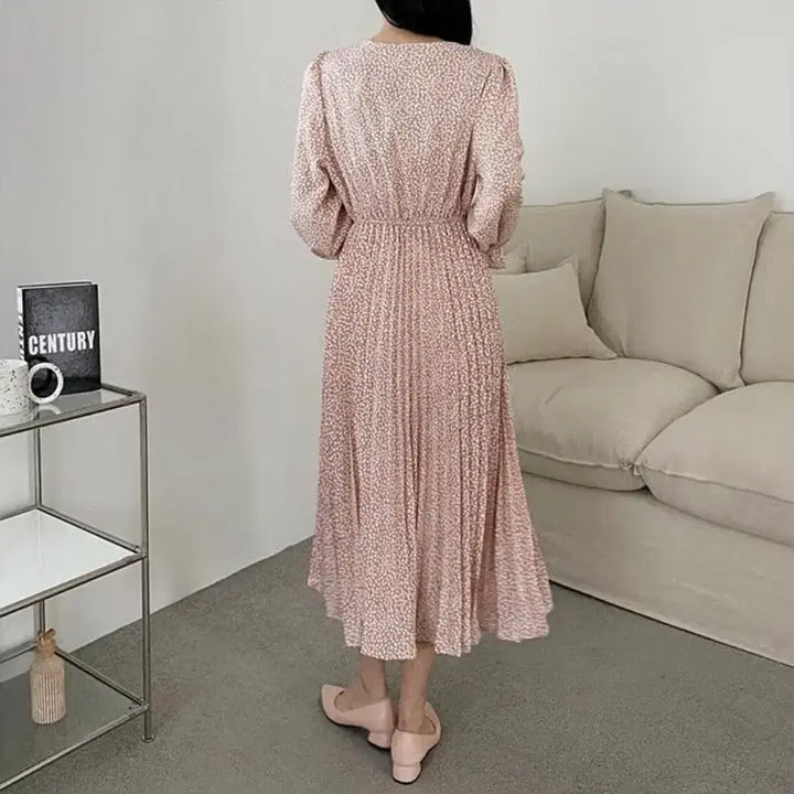 [SOLD OUT] 플라워 롱 플리츠 원피스(새상품)