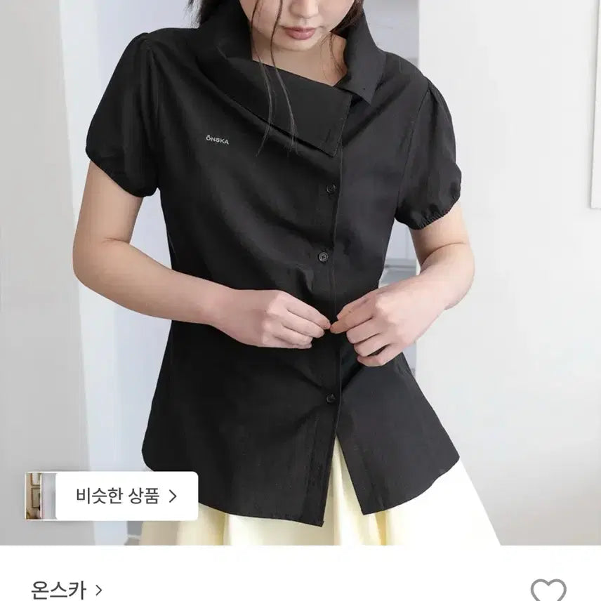[BUNJANG] Onzcar Drape Collar Blouse Black / 온스카 드레이프 카라 블라우스 블랙 1