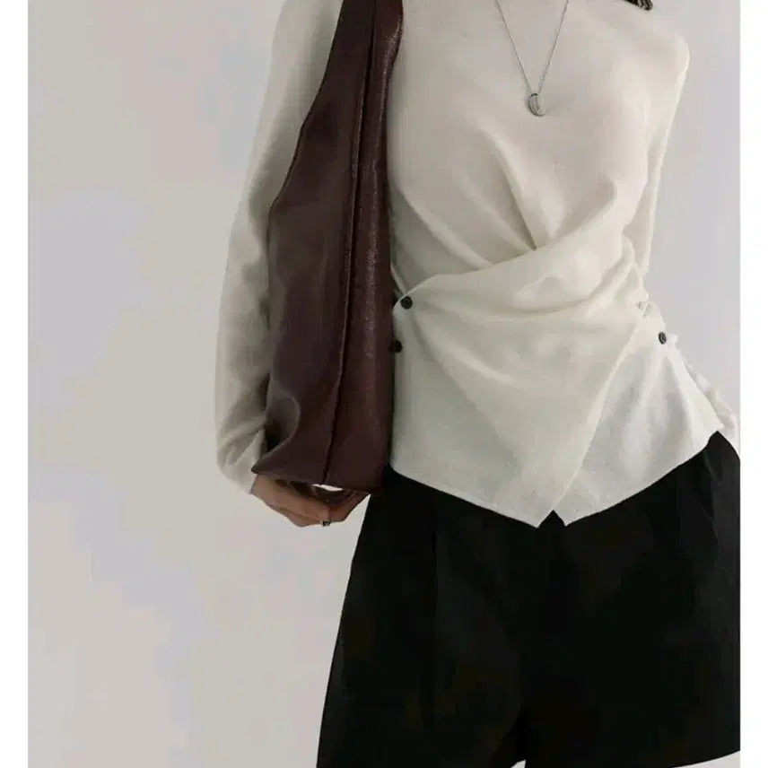 [BUNJANG] Common Unique Wrap Knit Long Sleeve Top / 새상품) 커먼유니크 버튼 랩 니트 긴팔티 에이블리