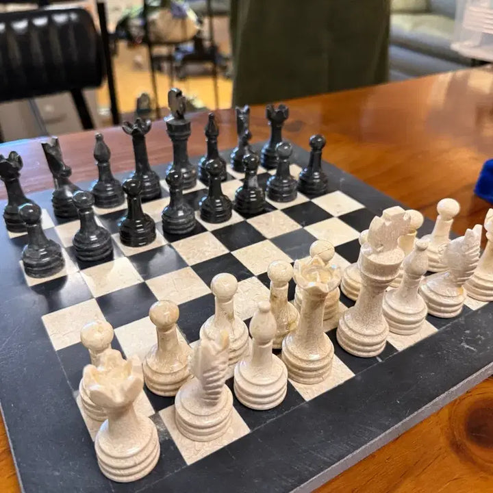 [BUNJANG] Vintage Pakistani Marble Chessboard / 파키스탄 빈티지 대리석 체스판