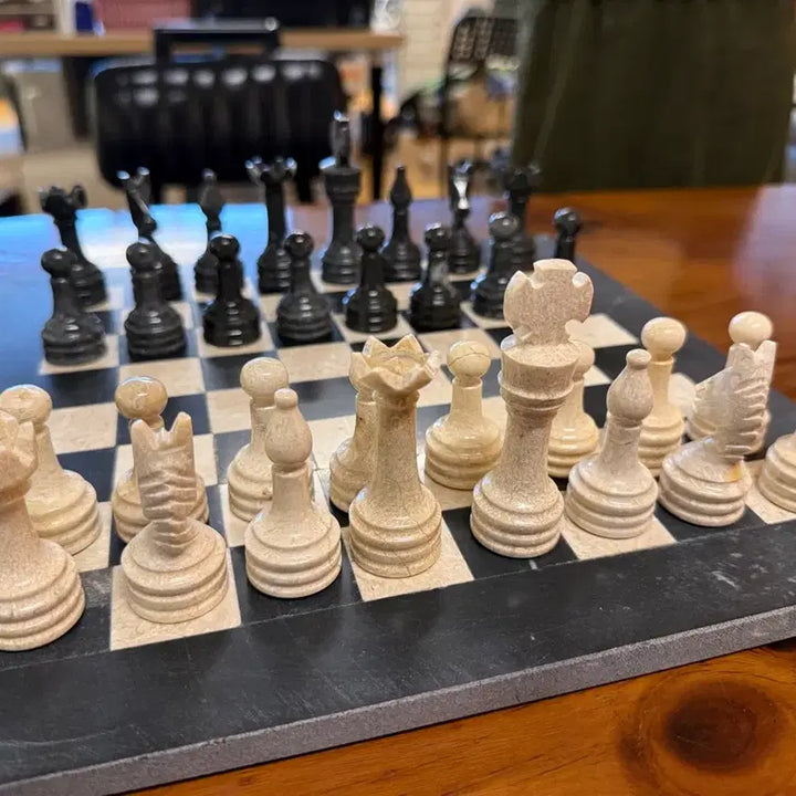 [BUNJANG] Vintage Pakistani Marble Chessboard / 파키스탄 빈티지 대리석 체스판