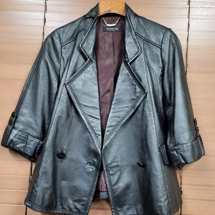 [BUNJANG] Kenneth Lady Black 3/4 Lambskin Jacket / 케네스레이디 블랙 3부 양가죽 자켓ㅡ85 ㅡ90 ㅡ160