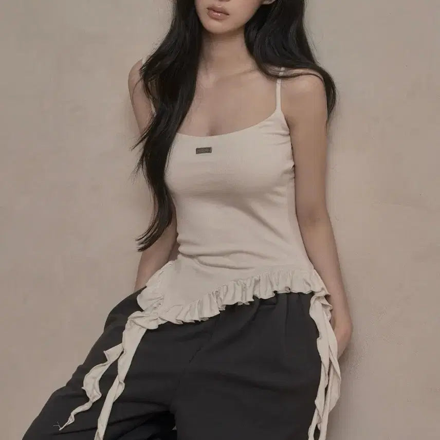 [SOLD OUT] 카키포인트 러플 레이어드 슬리브 크림
