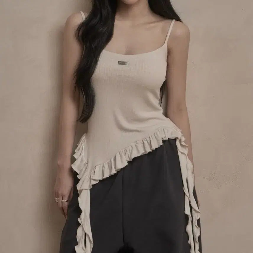 [SOLD OUT] 카키포인트 러플 레이어드 슬리브 크림