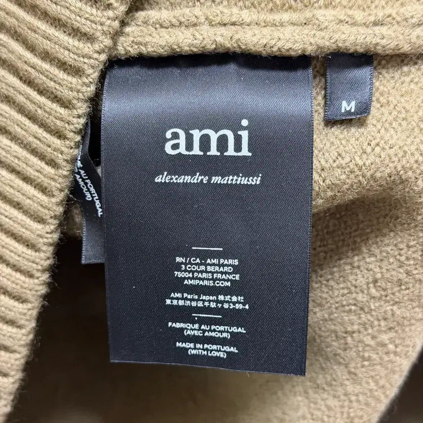 [BUNJANG] Ami Virgin Wool Intarsia Knit Beige M / 아미 버진울 인타르시아 니트 베이지 M