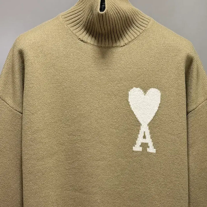 [BUNJANG] Ami Virgin Wool Intarsia Knit Beige M / 아미 버진울 인타르시아 니트 베이지 M