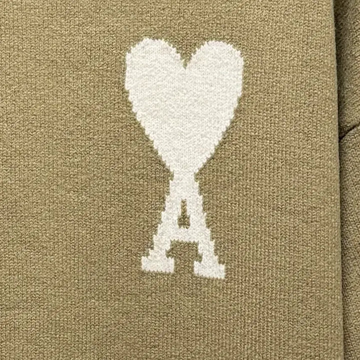 [BUNJANG] Ami Virgin Wool Intarsia Knit Beige M / 아미 버진울 인타르시아 니트 베이지 M