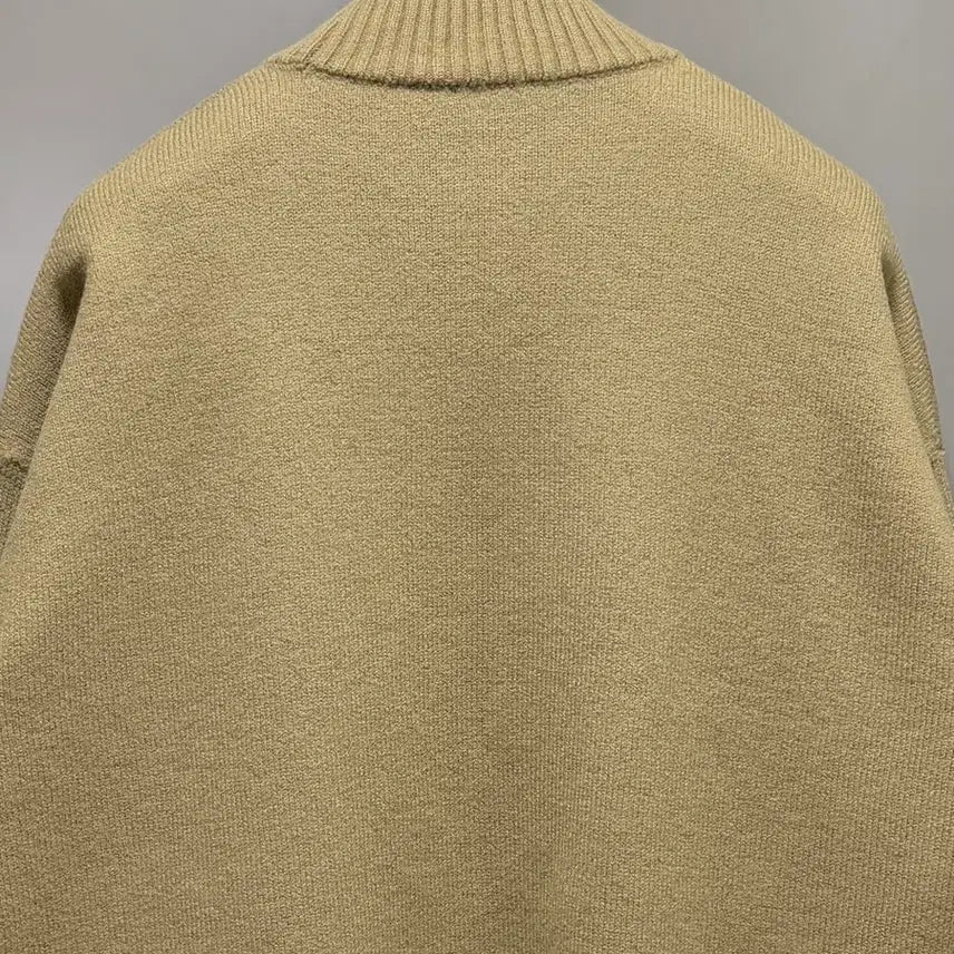 [BUNJANG] Ami Virgin Wool Intarsia Knit Beige M / 아미 버진울 인타르시아 니트 베이지 M