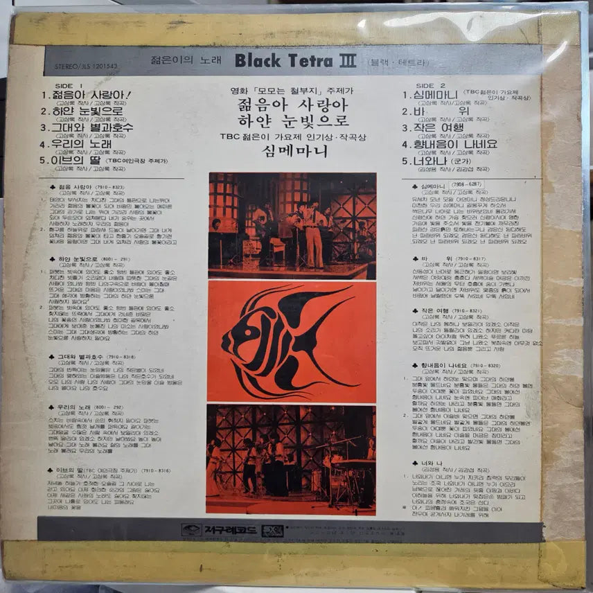 [BUNJANG] Black Tetra Album / 열대어 블랙테트라 3 (젊음아! 사랑아!/하얀눈빛으로/심메마니)
