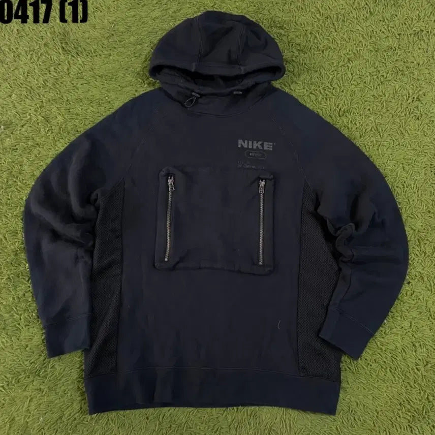 [BUNJANG] Nike Black Pocket Hoodie Zip-up / 나이키 블랙 후드 집업 포켓 후드