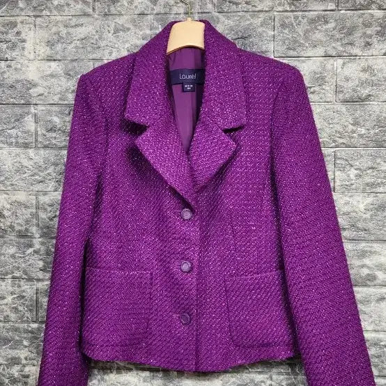 [BUNJANG] LAUREL Tweed Purple Jacket 55 / LAUREL 라우렐 트위드 퍼플자켓55