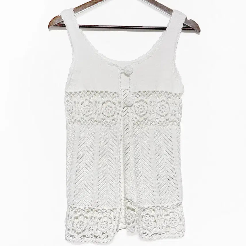 [BUNJANG] Vintage Two-Button Knit Vest / 일본빈티지 투버튼트임뜨개조끼베스트 화이트모리걸하구미룩갸루y2k히피