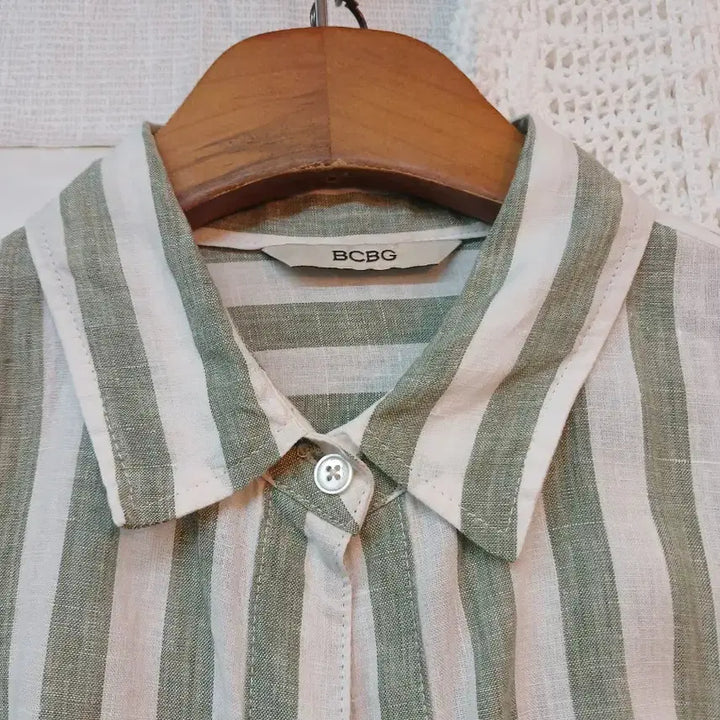 [BUNJANG] BCBG Striped Shirt Long Dress / BCBG 스트라이프 셔츠형 롱 원피스 55(85-94-155)