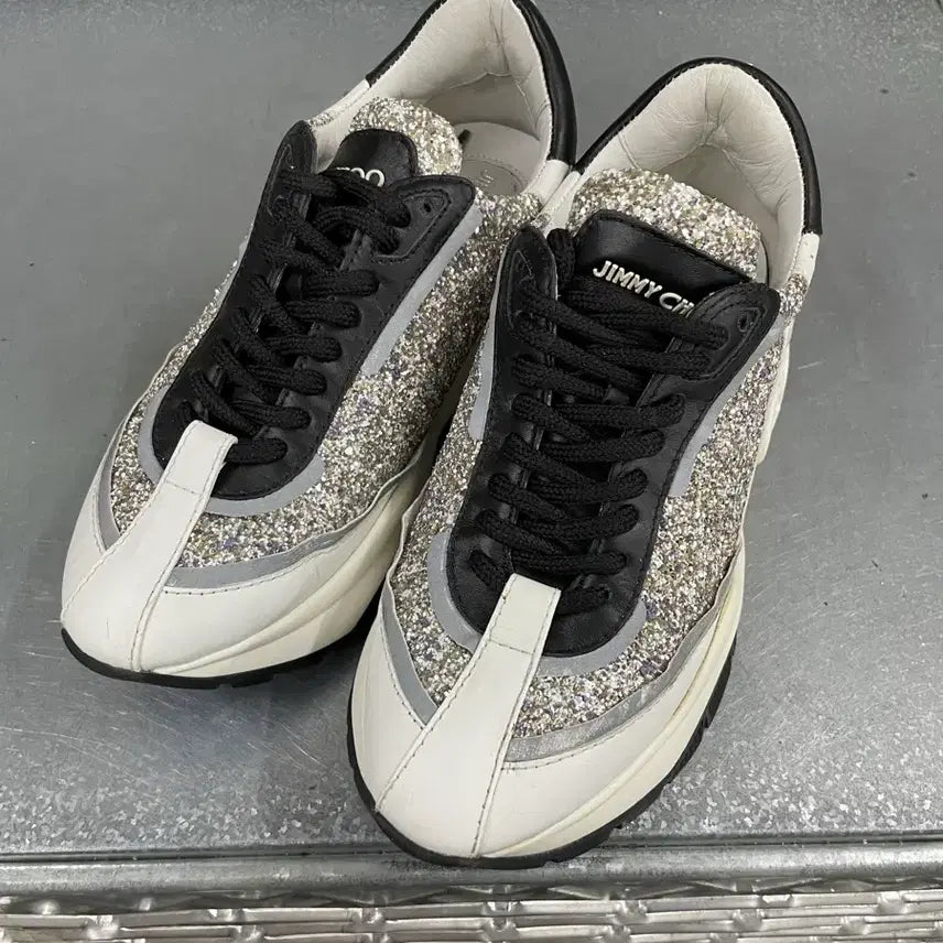 [BUNJANG] Jimmy Choo Glitter Sneakers / 지미추 글리터 스니커즈 35.5 (gr-4527)