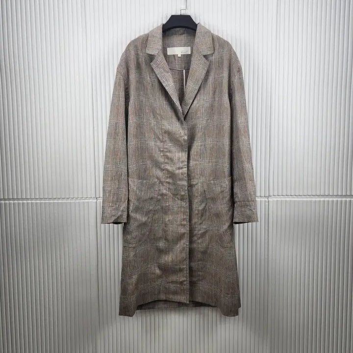 [BUNJANG] G-Cut Linen Check Long Jacket / [66]지컷 린넨 체크 롱 자켓