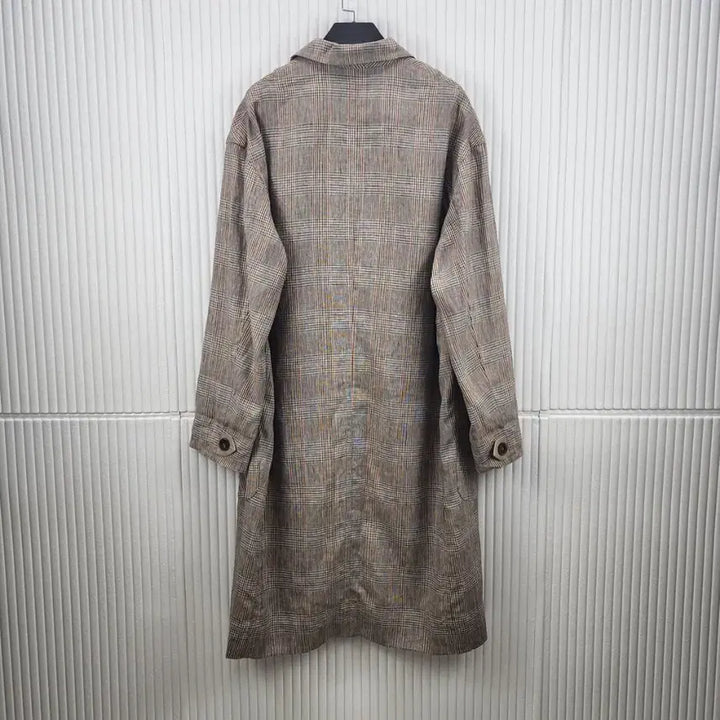 [BUNJANG] G-Cut Linen Check Long Jacket / [66]지컷 린넨 체크 롱 자켓