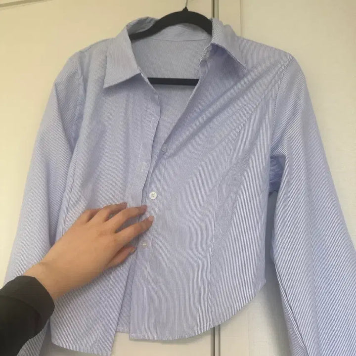 [BUNJANG] Blue Striped Long Sleeve Shirt / 블루 스트라이프 긴팔 셔츠 새상품