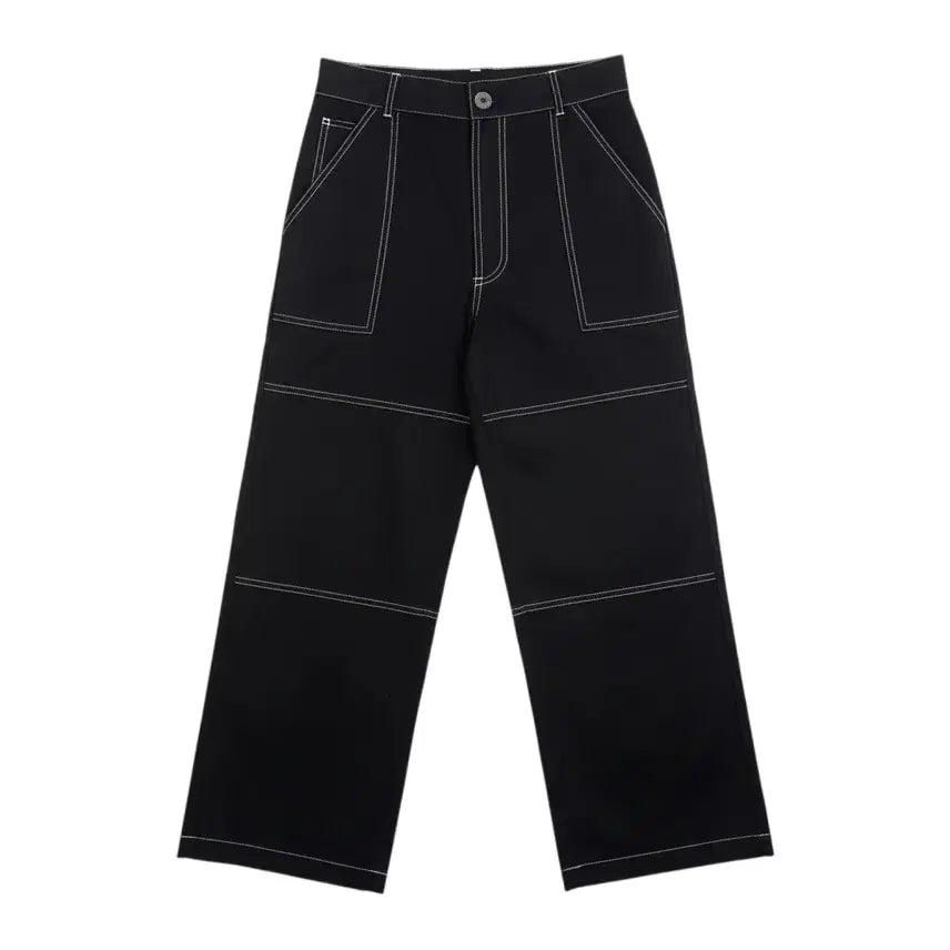 [BUNJANG] Zara Basic Stitch Wide Pants BK / 여성XS / 자라 베이직 스티치 와이드팬츠BK 26-99