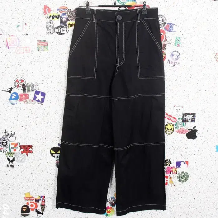 [BUNJANG] Zara Basic Stitch Wide Pants BK / 여성XS / 자라 베이직 스티치 와이드팬츠BK 26-99