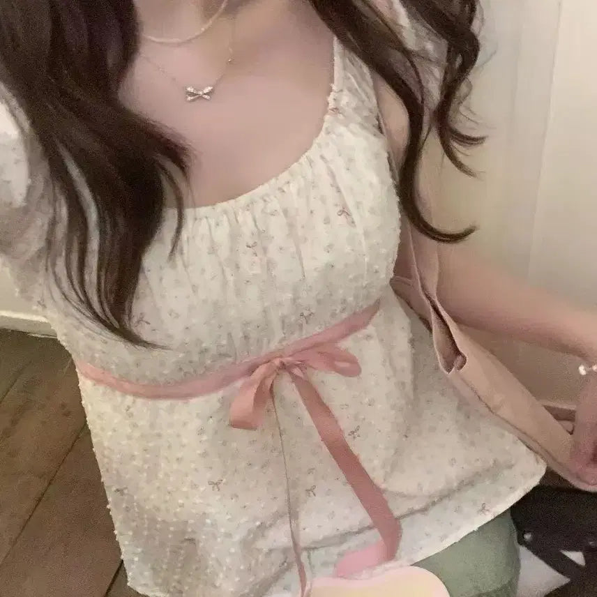 [BUNJANG] Ribbon Tie Blouse - White, Free Size / 리본 끈 블라우스 화이트 Free사이즈