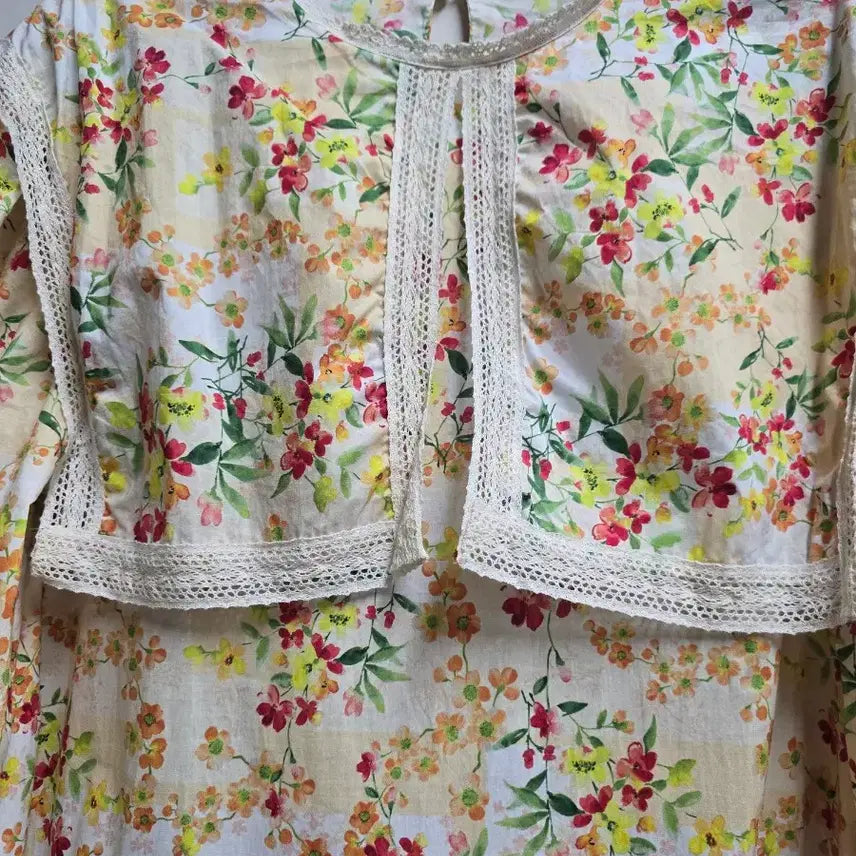 [BUNJANG] Floral Pattern Long Dress M / 빅카라 플라워 패턴 롱 원피스 M