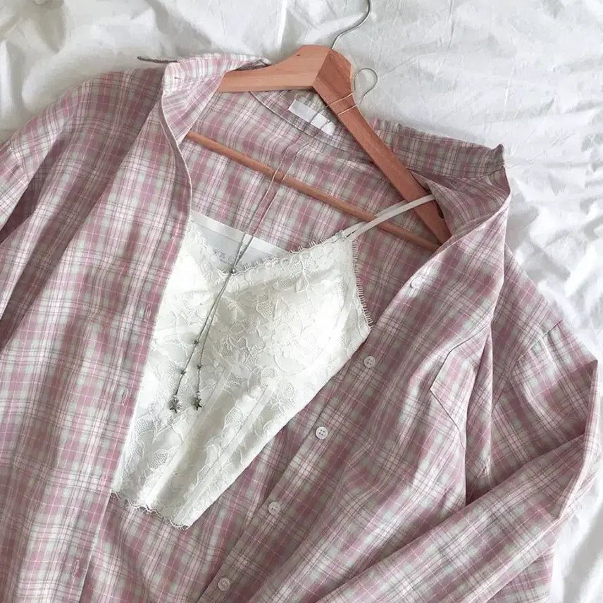 [BUNJANG] Pink Check Shirt / 핑크 체크 셔츠