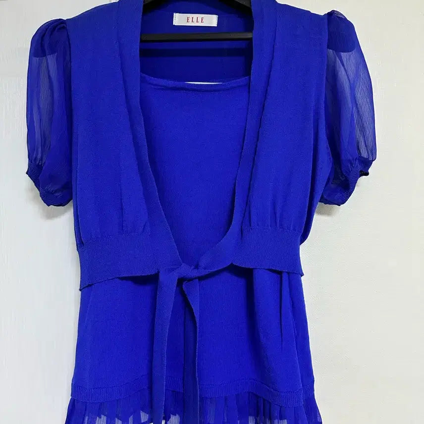 [BUNJANG] ELLE Blue Knit Cardigan Set / ELLE 엘르 블루 니트 가디건 세트