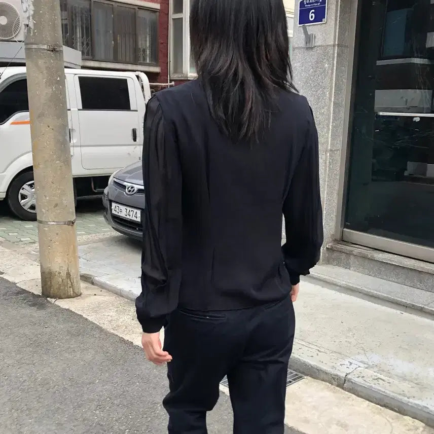 [BUNJANG] Armani Collezioni See-through Sleeve Silk Shirt / 아르마니 꼴레지오니 씨스루 슬리브 실크 셔츠