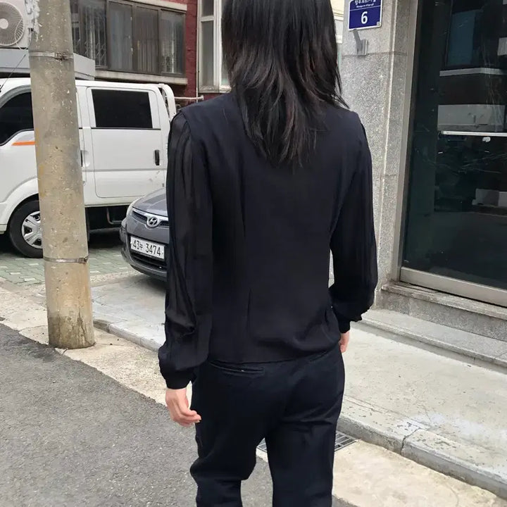 [BUNJANG] Armani Collezioni See-through Sleeve Silk Shirt / 아르마니 꼴레지오니 씨스루 슬리브 실크 셔츠