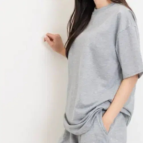 [BUNJANG] Towel Round Neck T-shirt - Gray / 타올 라운드티셔츠 그레이컬러