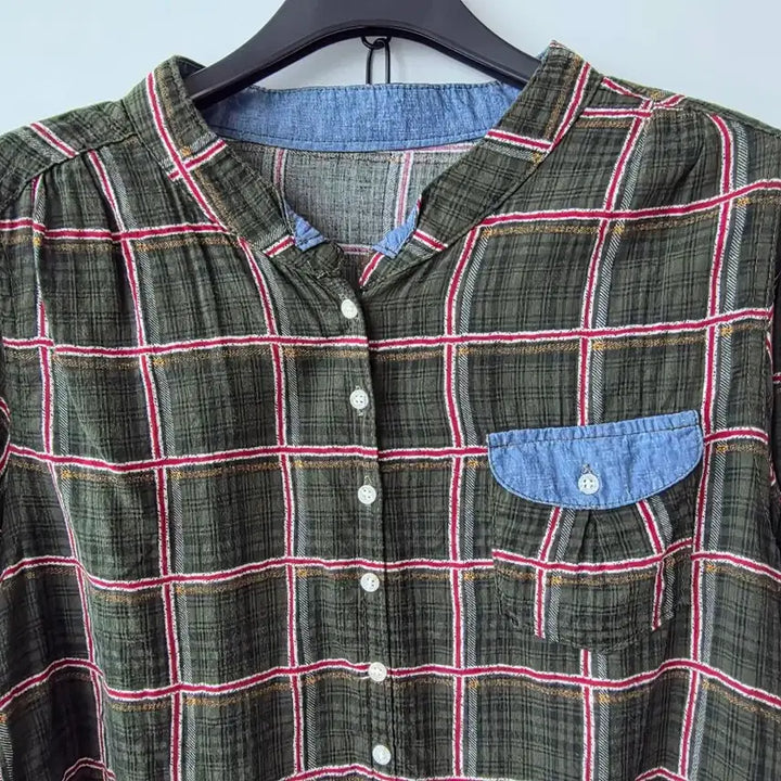 [SOLD OUT] 55-77)그린 체크 스트링 셔츠