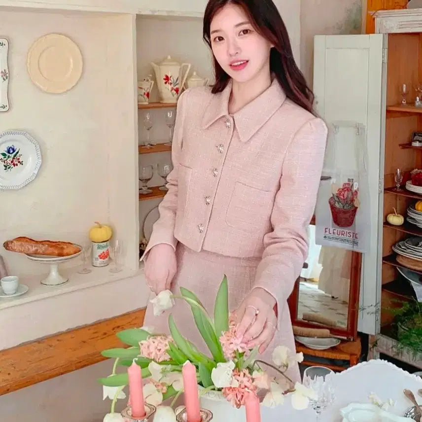 [BUNJANG] Zigzag Pink Tweed Jacket (Size M) / 미착용,새상품)지그재그 핑크 트위드 자켓 팔아요(m사이즈)