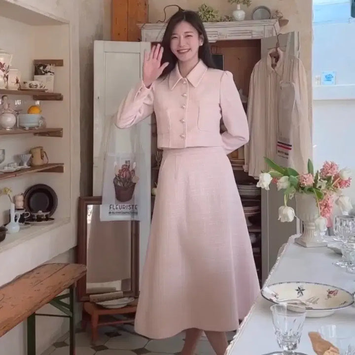 [BUNJANG] Zigzag Pink Tweed Jacket (Size M) / 미착용,새상품)지그재그 핑크 트위드 자켓 팔아요(m사이즈)