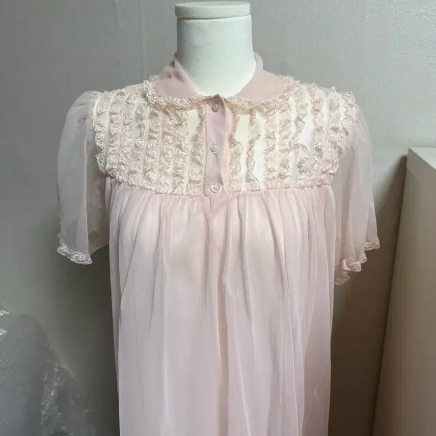 [SOLD OUT] 엔느빈티지 몬니 레이스 핑크 원피스 파자마 홈웨어